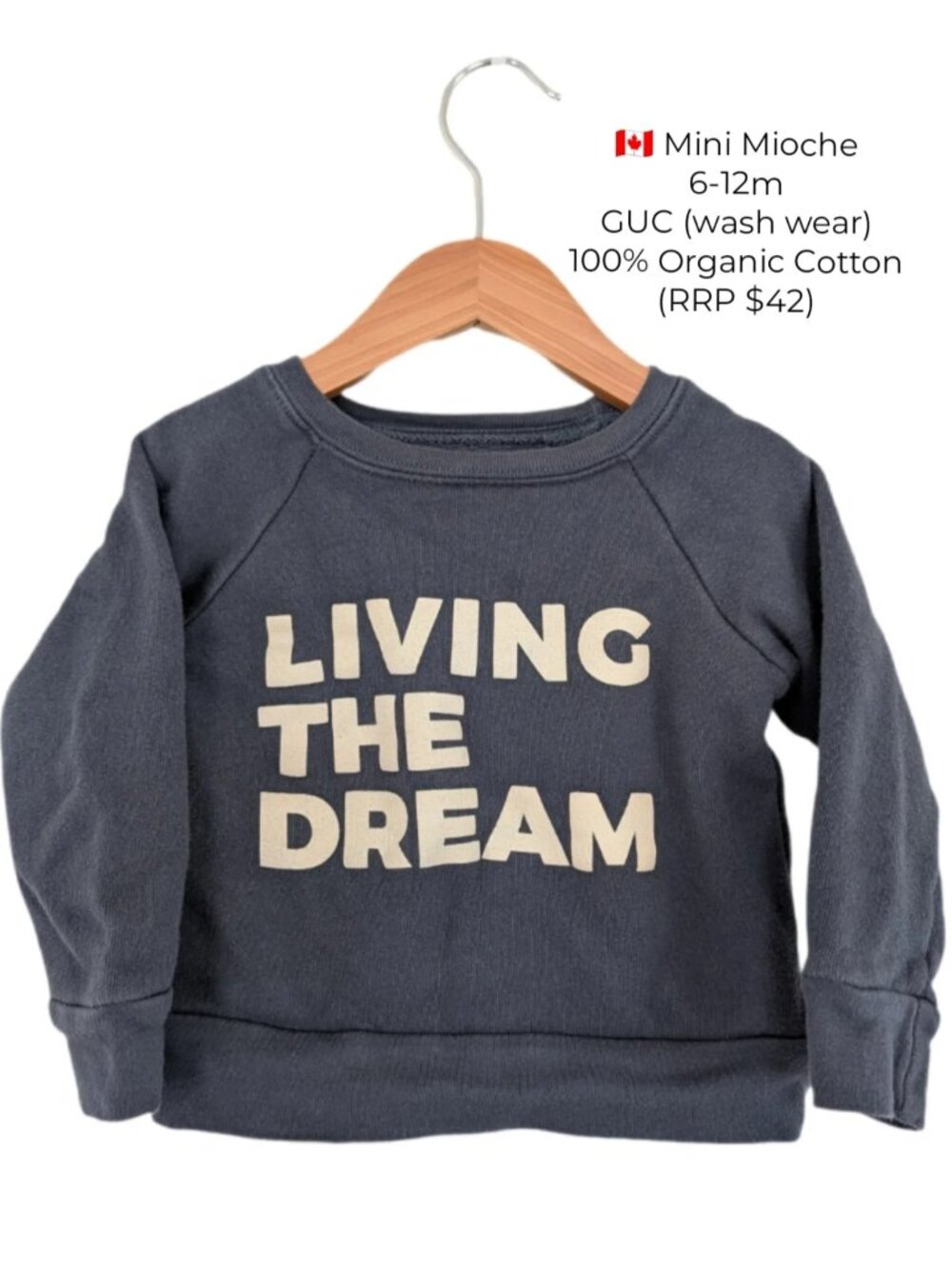 Mini Mioche " Living‎ the Dream" Navy Blue Crewneck Baby Sweater 6-12m